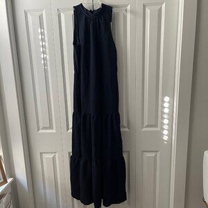 NWT Anne Klein Women’s Tiered Ruffle Maxi Dress Navy Blue, Size 6